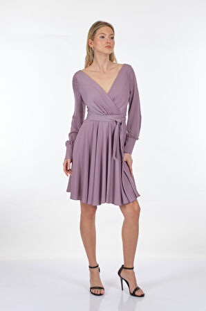 Dori Kruvaze Yaka Uzun Kollu Lavanta Kadın Abiye 221KB4032