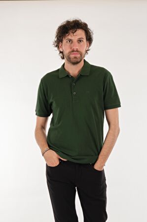 Neyir Polo Yaka Kısa Kollu Koyu Yeşil Erkek T-Shirt 221504006