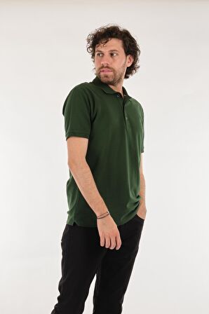 Neyir Polo Yaka Kısa Kollu Koyu Yeşil Erkek T-Shirt 221504006