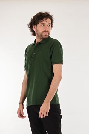 Neyir Polo Yaka Kısa Kollu Koyu Yeşil Erkek T-Shirt 221504006