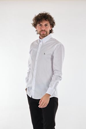 Polo Düz Yaka Uzun Kollu Beyaz Erkek Gömlek BK-311003