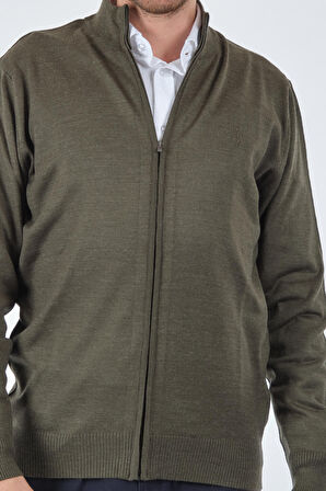 Legato Fermuarlı Uzun Kollu Haki Erkek Hırka TRK24670