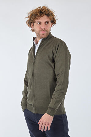 Legato Fermuarlı Uzun Kollu Haki Erkek Hırka TRK24670