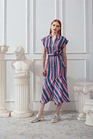 Naar Gömlek Yaka Düşük Kol Orjinal Kadın Elbise 23161102