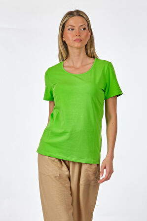 Vedi Yuvarlak Yaka Fıstık Kadın T-Shirt 2311002