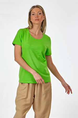 Vedi Yuvarlak Yaka Fıstık Kadın T-Shirt 2311002