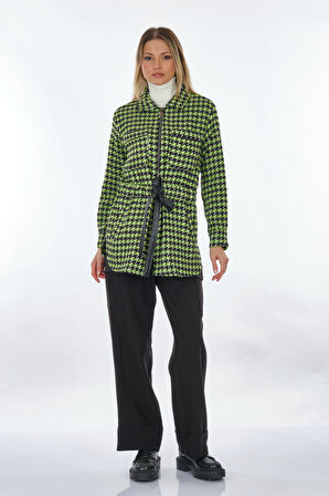 Unique Mode Gömlek Yaka Kazayağı Siyah Kadın Ceket UW243004