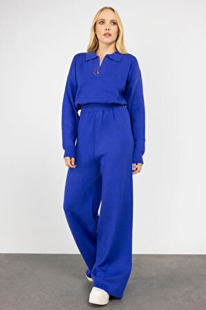 On Bol Paça Saks Kadın Pantolon 23226353