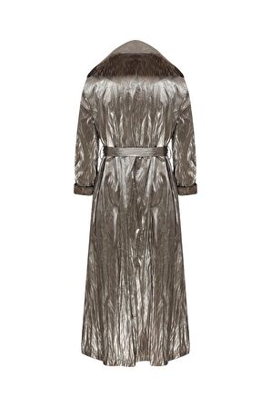 Misswhence Kürk Yaka Parlak Vizon Kadın Pardösü 23234519