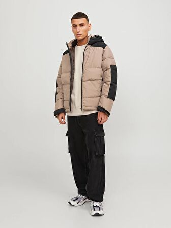 Jack&Jones Kapüşonlu Vizon-Black Erkek Mont 12214648