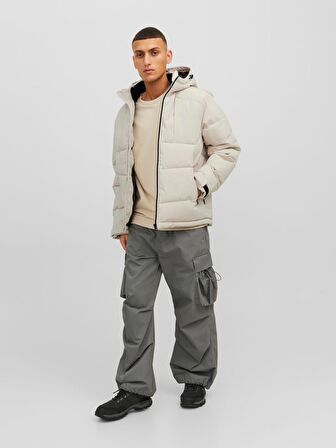 Jack&Jones Kapüşonlu Off White Erkek Mont 12214648