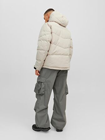 Jack&Jones Kapüşonlu Off White Erkek Mont 12214648