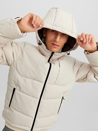 Jack&Jones Kapüşonlu Off White Erkek Mont 12214648