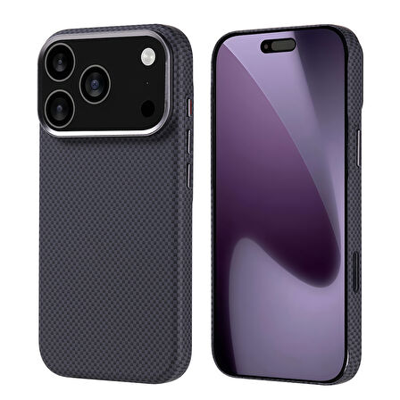 iPhone 17 Pro Kılıf Kablosuz Şarj Özellikli Karbon Fiber Görünümlü Nekst Kapak
