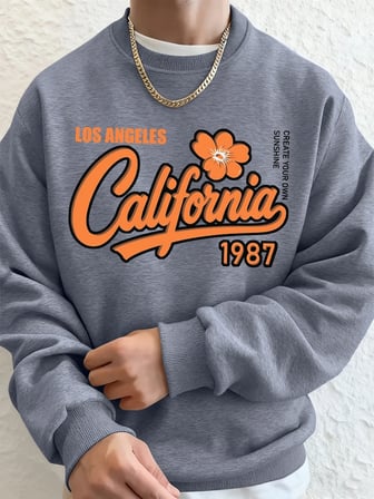 Los Angeles Kaliforniya 1987 Baskılı Erkek Sweatshirt Kışlık Bol Kapüşonlu Spor Bisiklet Yaka