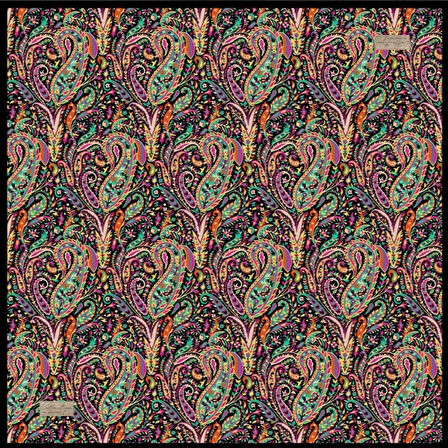 La Boutique Tivil Saf İpek Eşarp 236905 - 49089 Siyah Karışık Desen