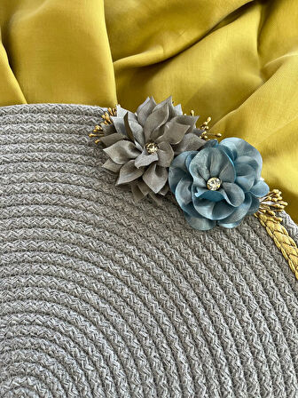 DecoHandy 39cm Çiçekli Jüt Örme Supla Amerikan Servis