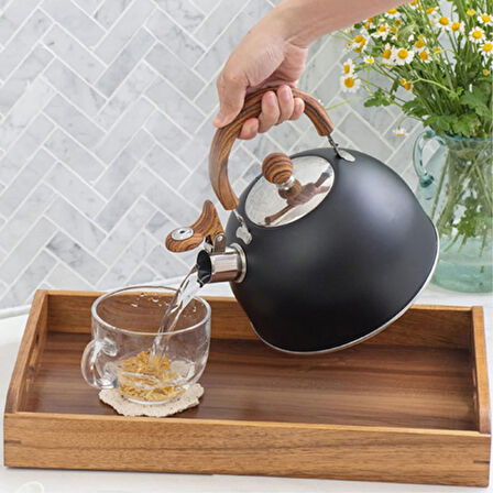 Paslanmaz Çelik Demlik Siyah Renk 