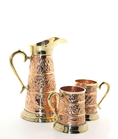 neararsanbizden Pirinç 2 Bardaklı Sürahi Seti 