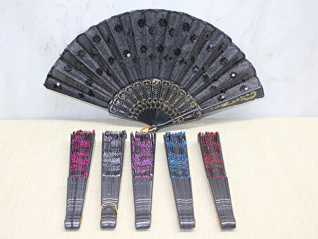 neararsanbizden Plastik Pullu Yelpaze Siyah Renk