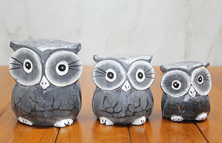 neararsanbizden Ahşap 3'lü Baykuş Seti Model 2