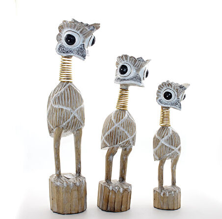 neararsanbizden Ahşap 3'lü Emu Kuşu Seti 