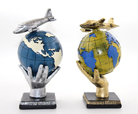 neararsanbizden Polyester Uçaklı Dünya Küre 