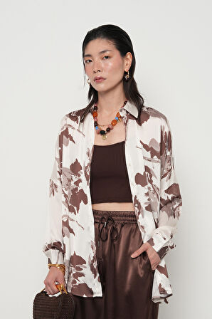 KADIN KARIŞIK DESENLİ OVERSİZE DİJİTAL GÖMLEK