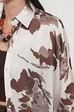 KADIN KARIŞIK DESENLİ OVERSİZE DİJİTAL GÖMLEK