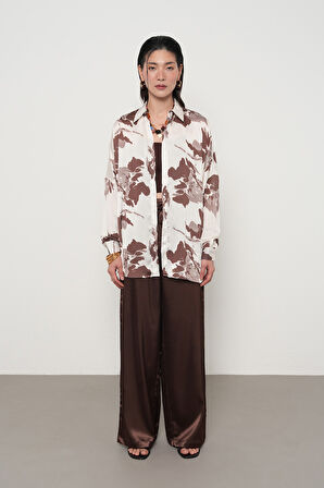 KADIN KARIŞIK DESENLİ OVERSİZE DİJİTAL GÖMLEK