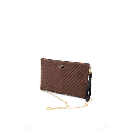 Silver Polo  Kadın Portföy Çantası 1034-45879 SILVER POLO CLUTCH M152 SÜET KAHVE-V SÜET KAHVE