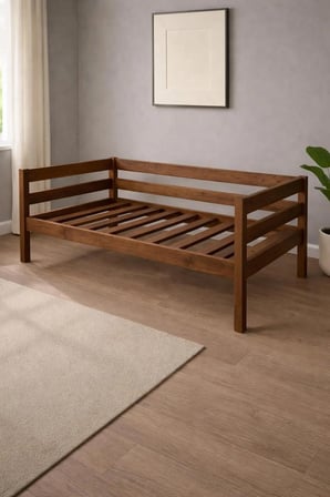 DizyWood Ceviz Renk Masif Ahşap Sedir Kanepe 50x100 cm – Mindersiz Daybed