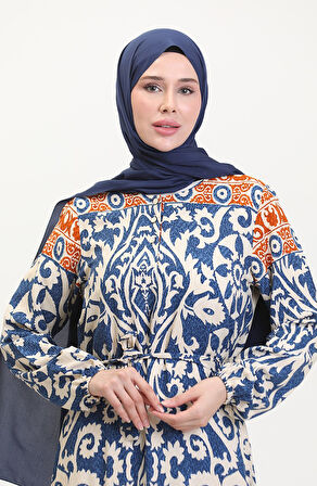 Amelya Farbalı Kuşaklı Viskon Elbise S-M-L-XL Beden