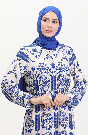 Amelya Farbalı Kuşaklı Viskon Elbise S-M-L-XL Beden