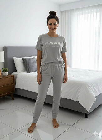 KADIN GRİ PİJAMA TAKIM