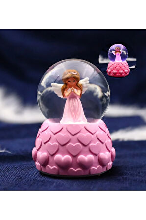 Işıklı Mini Mavi Melek Kar Küresi