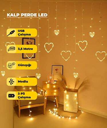 Kalpli Dekoratif Günışığı  Led USB & Pilli - 3,5 Metre - Animasyonlu