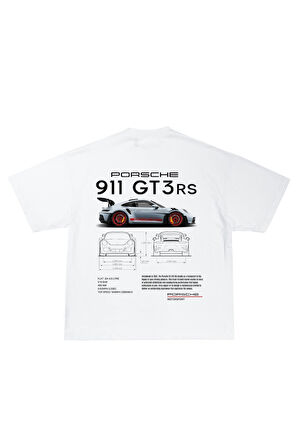 Porsche 911 GT3RS Beyaz Oversize Tişört