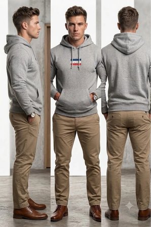 kapüşonlu gri Erkek Sweatshirt Gri / S