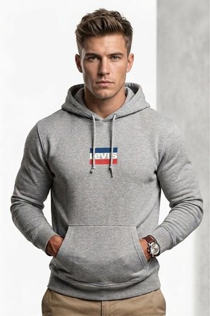 kapüşonlu gri Erkek Sweatshirt Gri / S
