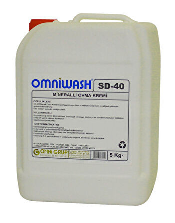 Omniwash SD-40 Mineralli Ovma Temizlik Kremi 5000ml 4 Adet
