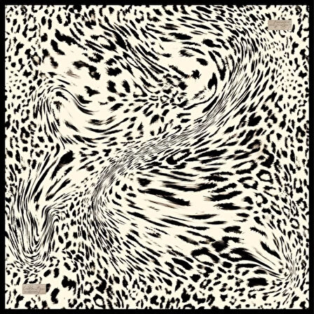 La Boutique Tivil Saf İpek Eşarp 237801 - 49023 Beyaz Karışık Desen