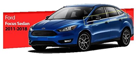 Ford Focus 3 Krom Cam Çıtası 8 Parça P.Çelik 2011 > 2018 