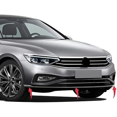 Vw Passat B8.5 Krom Ön Tampon Çıtası 3 Parça P.Çelik 2019 ve Üzeri