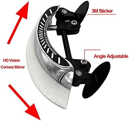 Motosiklet 180 Derece Geniş Açılı Dışbükey Görüş Aynası,Ön Cam Dikiz Aynası -Arasmoto