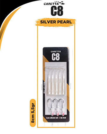 Caretta C8 8cm 5.5gr Lrf Silikon Yem   Silver Pearl