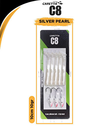 Caretta C8 10cm 10gr Lrf Silikon Yem   Silver Pearl