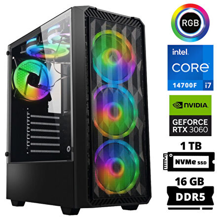 Xaser Delux X80 i7 14700F 16GB DDR5 Ram 1TB M.2 NVMe SSD 12GB RTX3060 Masaüstü Oyuncu Bilgisayarı