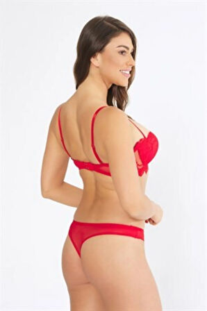 4591 Kadın Destekli Straples Sütyen Külot Takım-lacivert