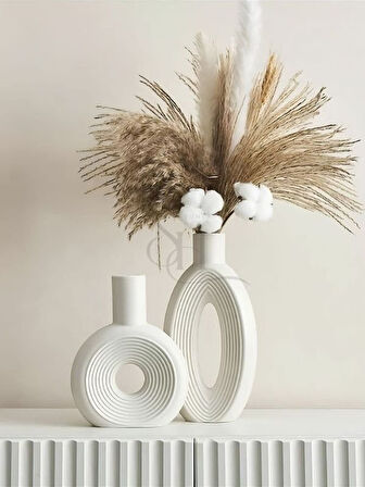 2'li Dekoratif İskandinav Donut Vazo Set